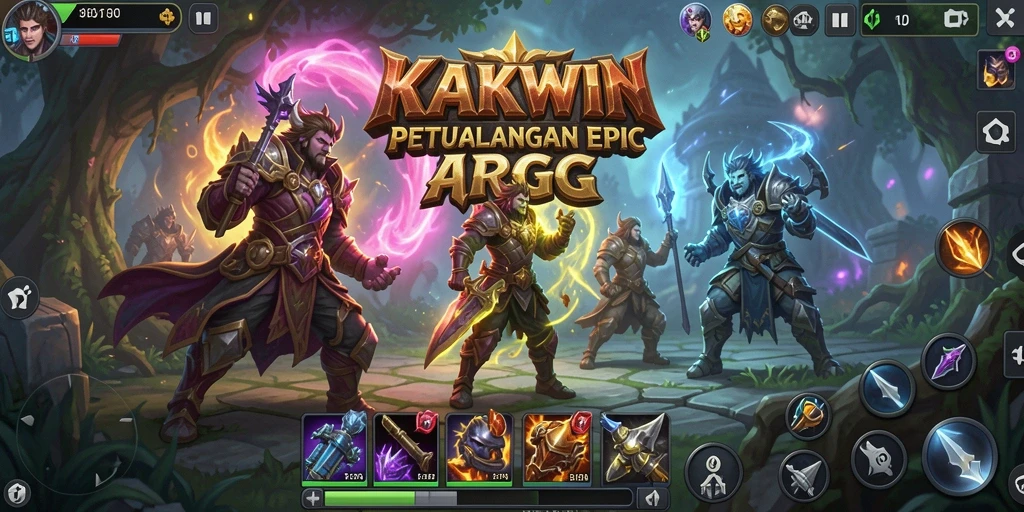 Screenshot gameplay KAKWIN yang menunjukkan pertempuran epik dan eksplorasi.