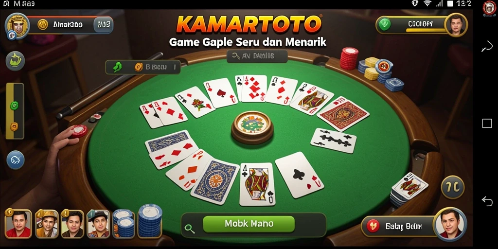 Tampilan gameplay KAMARTOTO dengan kartu Gaple yang menarik.