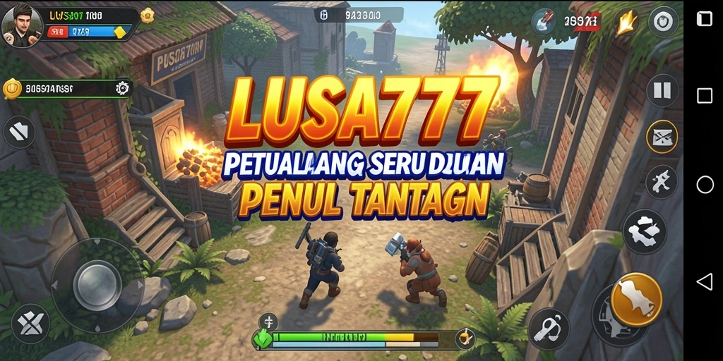 Tangkapan layar utama LUSA777 menunjukkan karakter menjelajahi dunia petualangan yang menantang.